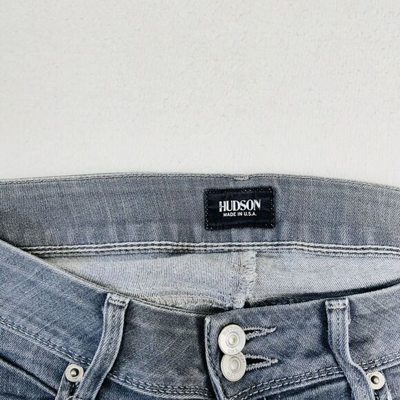 Hudson Skinny Jeans 25 Collin Rear Flap Gray Acid Wash Low Rise Button Fly - Picture 9 of 16